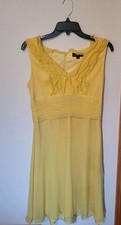 Tahari Yellow Silk Chiffon Sleeveless Knee Length Dress/ruffles 8