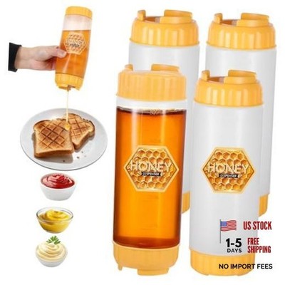 4 Packs No Drip Honey Dispenser Bottle with Wide Refill Mouth,18 oz BPA-Free