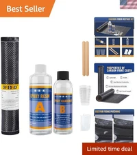 10FT Carbon Fiber Repair Kit, 12" Carbon Fabric Fiber Cloth Roll, 8OZ Epoxy R...