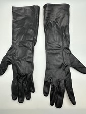 Vintage Long Black Nylon Evening Gloves Formal Opera Wedding Made England 7.5  