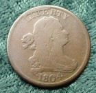 1804 Draped Bust Half Cent C-8 Die Cud / Break 1/2 Cent / penny variety newcomb — photo 4