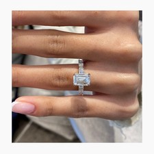 Diamond Emerald Ring VVS2 E IGI Certified 5.2 Carat Lab created Platinum Setting