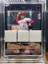 1986 Topps Tom Seaver Cincinnati Red Triple Patch Jersey Fusion 33/50 Pre Owned