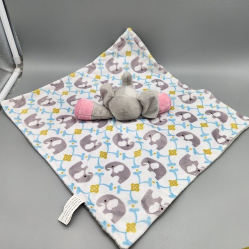 Zooawa Elephant Security Blanket Lovey Plush Baby Toy Gray White Blue Pink Soft - Picture 5 of 8