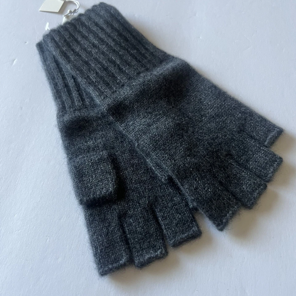 NORDSTROM WOMENS CASHMERE KNIT FINGERLESS CHARCOAL GLOVES GREY OS NEW - Image 4 of 4