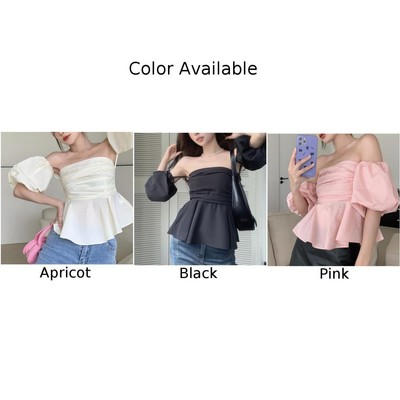 Damen Plissee One Shoulder Kurzarm Top für den täglichen und Urlaub