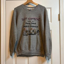 Vintage 80s 90s Funny Party Crewneck Sweatshirt Large