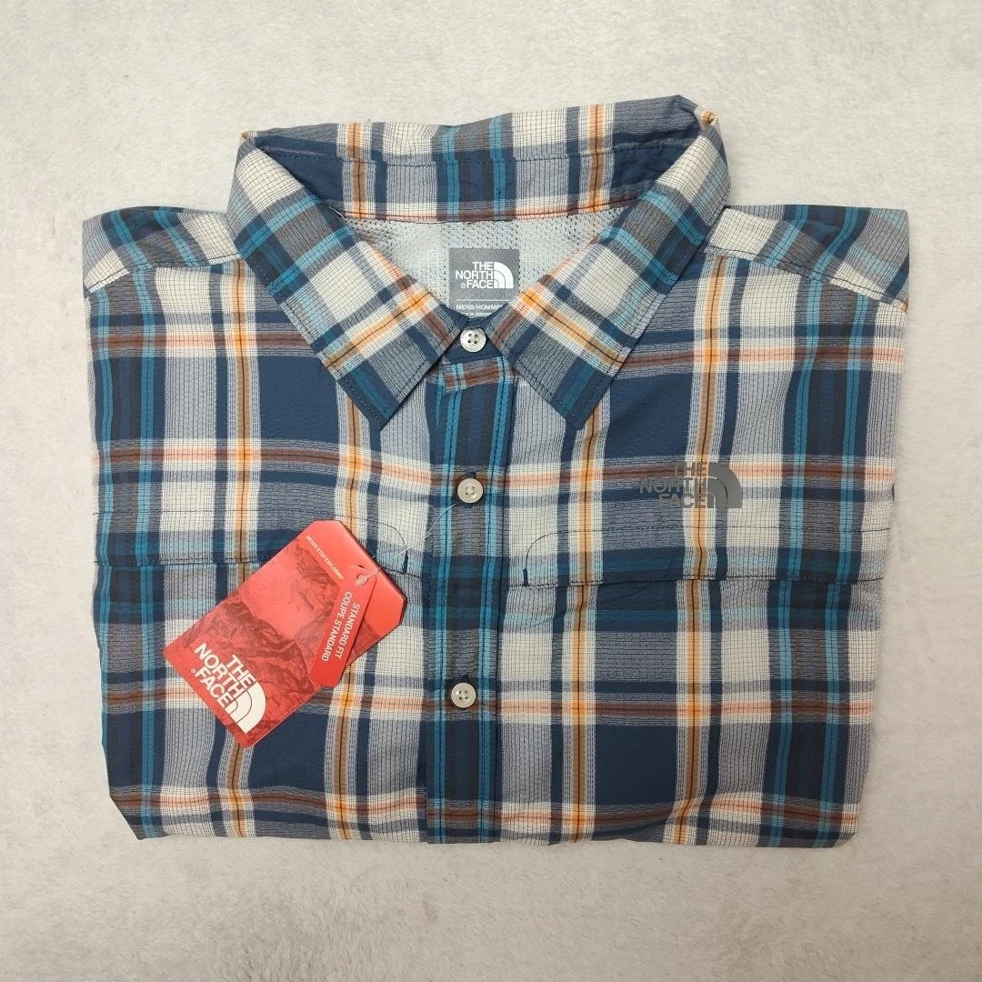 The North Face Shirt Mens XL Blue Plaid Vent Me Short Sleeve Lightweight Hiking