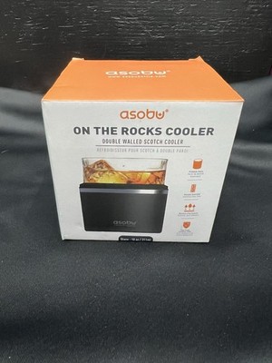 Asobu On The Rocks Cooler Whiskey Glass & Black Insulated Sleeve 10 Oz