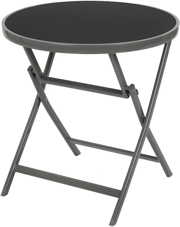 Gartentisch Glastisch Klapptisch Bistrotisch rund 70cm Ø Balkon Camping klappbar - Bild 3 von 4