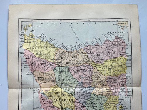 Antique map of Tasmania Australia 1876 Chambers's Encyclopedia - Picture 2 of 7