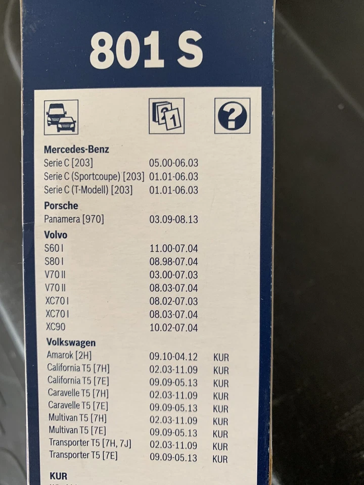 Новая пара щеток стеклоочистителя ветрового стекла Bosch 801S 600/530 мм 24 дюйма 21 дюйм - Изображение 4 из 4