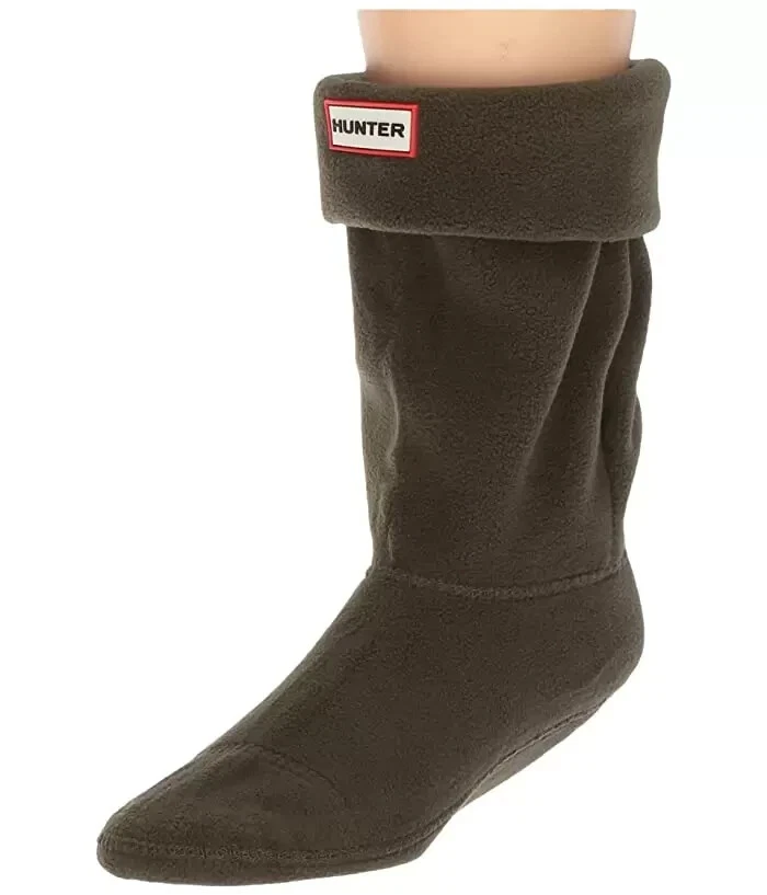 Hunter L18629 Women's Dark Olive Fleece Short Boot Socks Size M/5-7