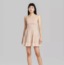 Wild Fable Beige Smocked Tiered Dress Size M