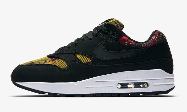 Nike Air Max 1 SE Tartan Plaid Sneakers Red Yellow Women Exclusive