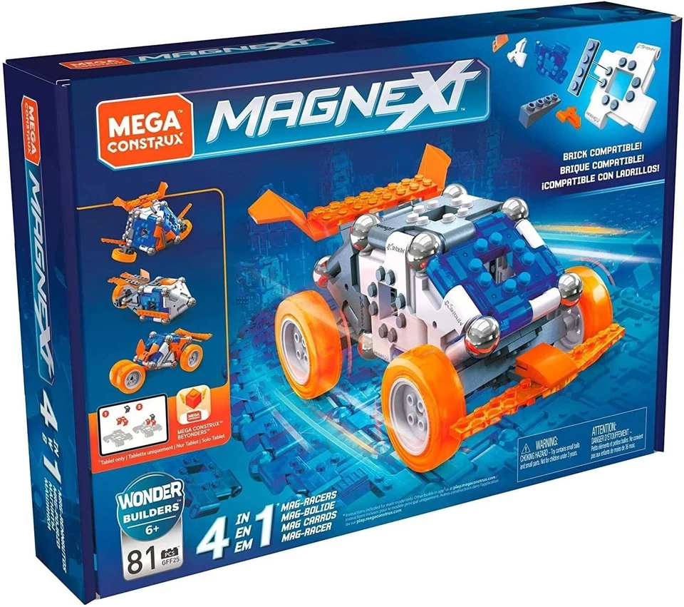 MEGA CONSTRUX MAGNEXT 4 in 1 MAG-RACERS Fun Educational Building Blocks STEM Toy - Image 2 of 4