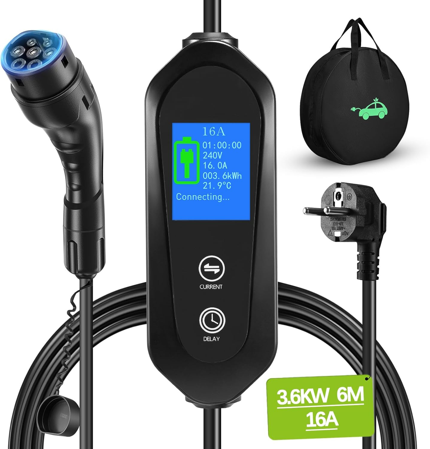 Câble défaillant ? Optez pour ce chargeur voiture électrique type 2 3.68kW réglable