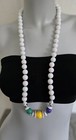 FAB! VTG 80'S BEADED NECKLACE CHUNKY WHITE REVERSIBLE BOLD COLORFUL LUCITE BEADS — photo 6
