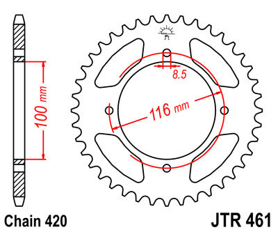 Kit chaine 420 renforcé anti-déraillement pour moto Kawasaki KX 80 1989 13x54