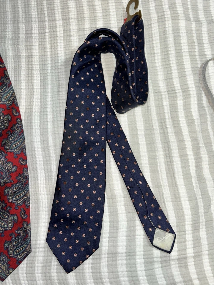 Винтажный Christian Dior 100% шелк галстуки сделано в Италии набор из 2 - Изображение 3 из 4