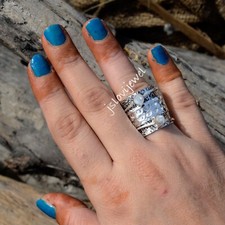 Rainbow Moonstone Gemstone 925 Sterling Silver Spinner Anxiety Women Ring