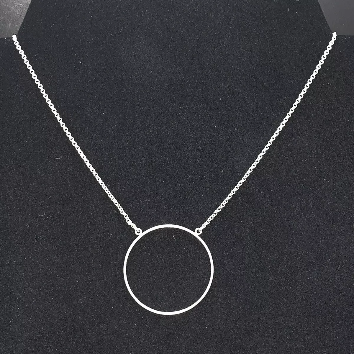 Lele Sadoughi Silver Tone 18 Necklace Circle Pendant Modernist
