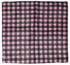 22"x22" Pink / Black Plaid Checkered 100 Cotton Bandana