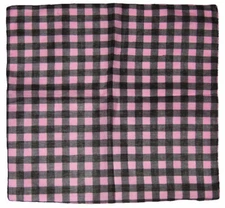22"x22" Pink / Black Plaid Checkered 100% Cotton Bandana