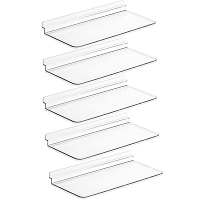 5pcs Slatwall Flat Shelves in Clear For Shoes Shop Display - 250mm x 100mm (G9)