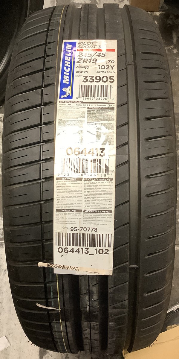 Michelin 245/45/19 102Y Pilot Sport 3 NEW MAX PERFORMANCE SUMMER  