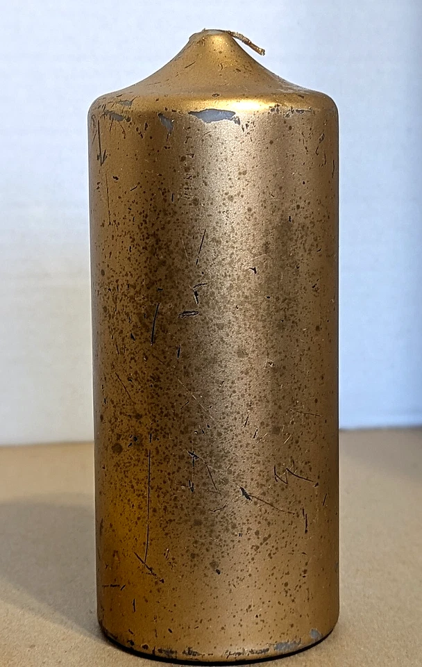 Suporte de vela pilar inclui vela ~ Pincel acabamento prata com pilar de ouro Cndl - Imagem 4 de 4