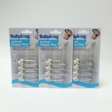 Baby King Animal White Duck Diaper Pins Safety Lock Stainless Steel 12 Pieces