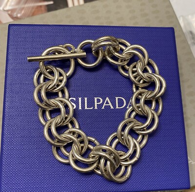 Silpada Sterling Silver Double Link Leadship Bracelet RARE