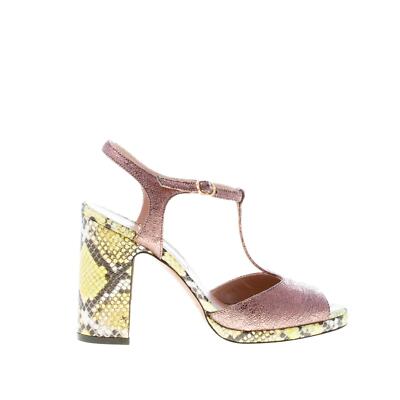 L'AUTRE CHOSE women shoes Antique rose craquelè leather sandal T-Strap snake