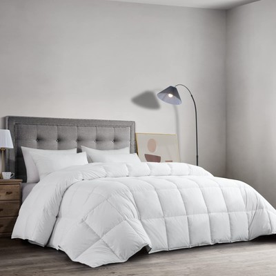 HOMBYS Feather and Down Comforter, Oversized King Comforter 120 x 98, White E...