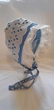 Baby Bonnet-Made with Calico and fun prints trimmed with Vintage trims