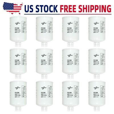 12PACK For Fleetguard FS1280 Fuel/Water Separator Spin-On Filter Genuine 