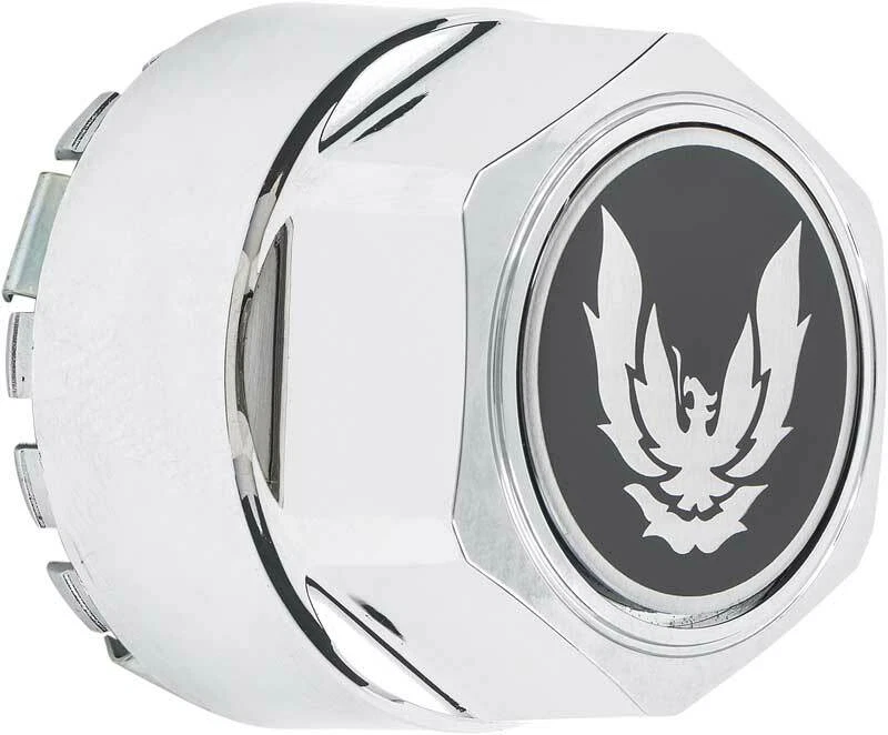 Juego de tapacubos centrales de rueda cromados OER con logotipo de pájaro plateado tardío 1982-1992 Firebird Foto 3 de 4