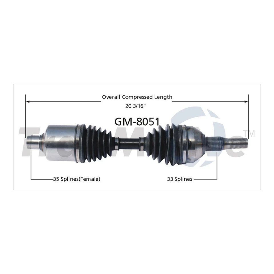 Front Driver Passenger Side CV Axle Joint For Chevrolet Lumina Van 1995 - Image 3 of 3