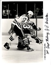 CGE4 1979 Original Photo DAVE MALONEY NY RANGERS vs BLACKHAWKS J.P. BORDELEAU