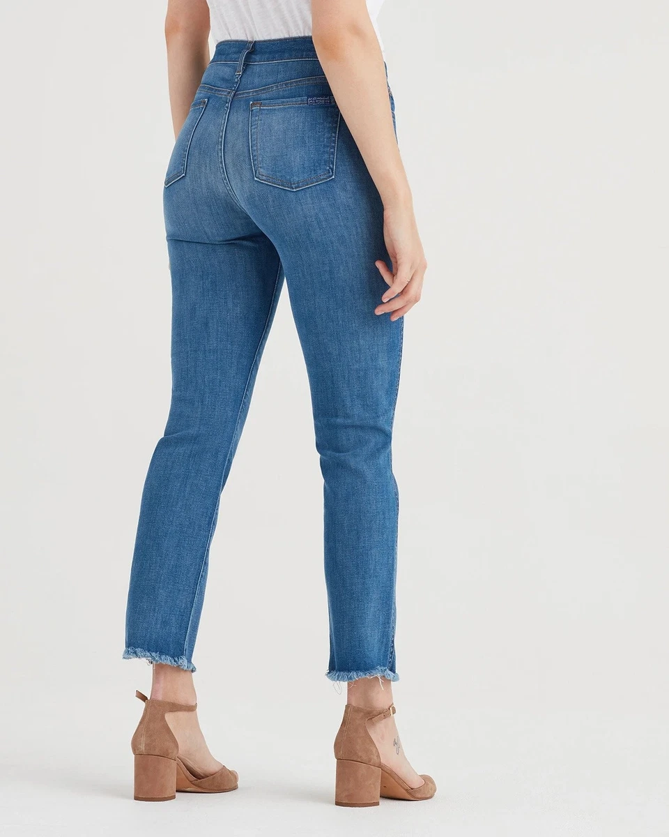 7 For All Mankind Women s Edie High Waist Crop Straight Jeans Size 23 NWT Blue