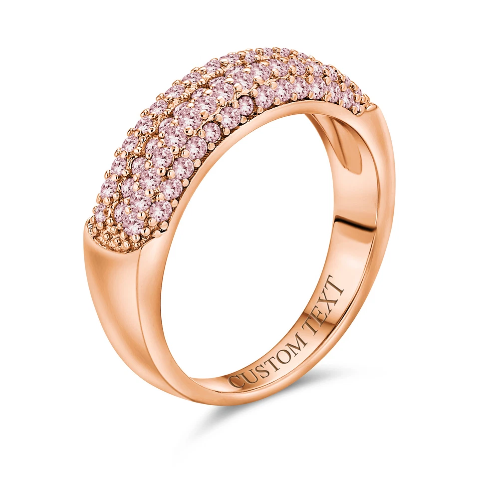 Anillo Micro Pavé Rosa Circonita Cúbica Cóctel Declaración Oro Rosa Plata de Ley Foto 3 de 4