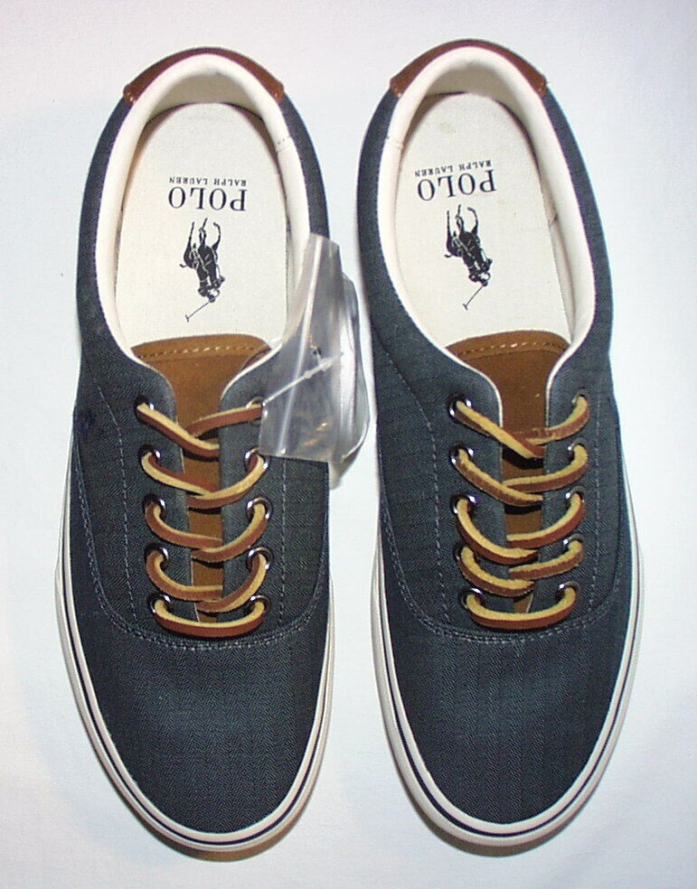 Polo Ralph Lauren Keaton Pony sneaker bassa tomaia in tweed in tela grigio blu nuova