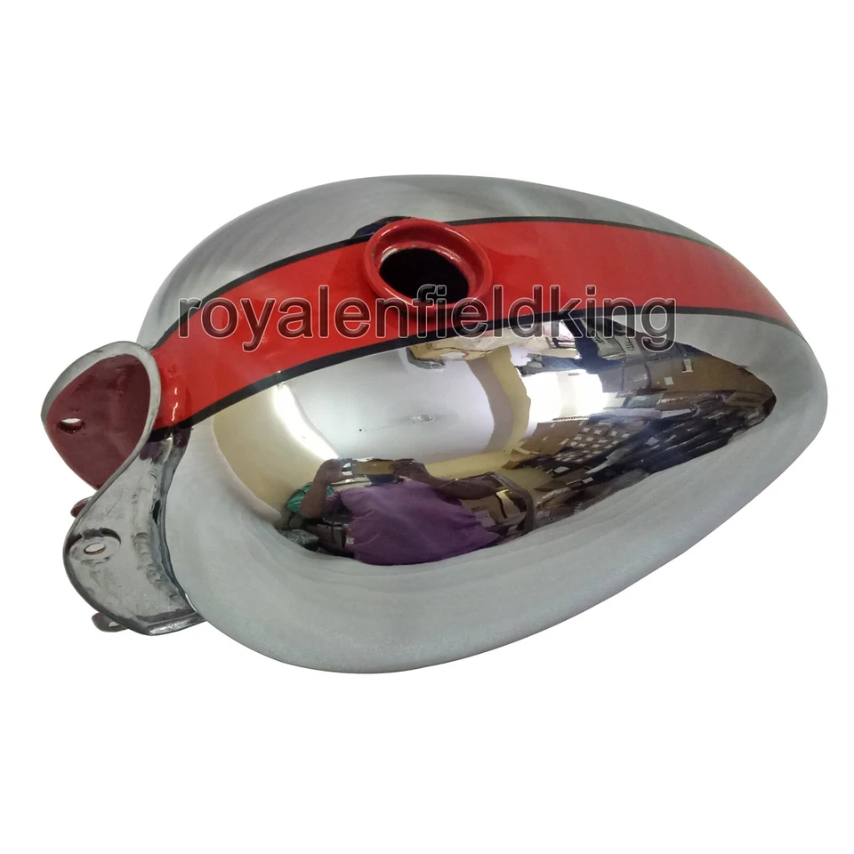 Compatible Para Real Enfield Interceptor Rojo & Cromo" Gasolina Combustible Gas - Imagen 2 de 4