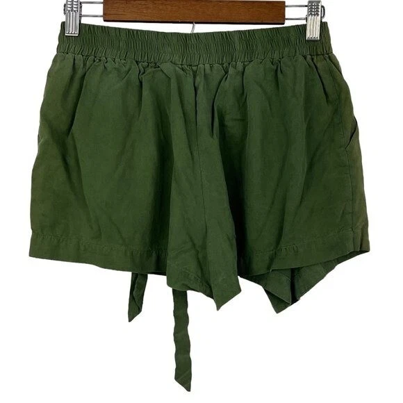 ELLA MOSS WOMEN'S SHORTS COMFORT WAIST TIE OLIVE SIZE XS - Image 4 of 4