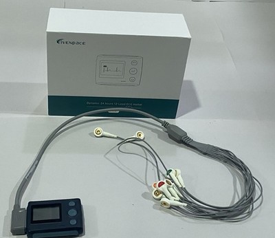 Livenpace TH12 12-Lead ECG Holter Monitor 24 Hour AI Analysis +100 Electrodes 