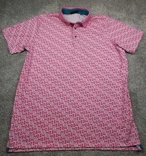 Greyson Polo Shirt Mens Extra Large Pink Cat Logo Stretch Golf Quick Dry 