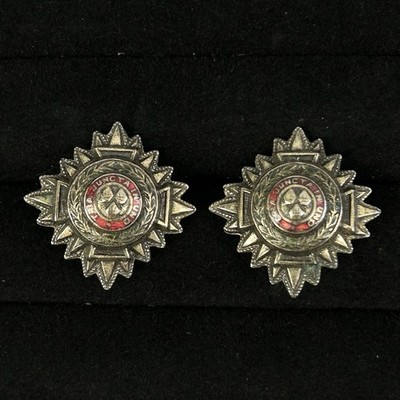 British Order Of the Bath Tria Juncta in Uno Converted Button Earrings Screwback