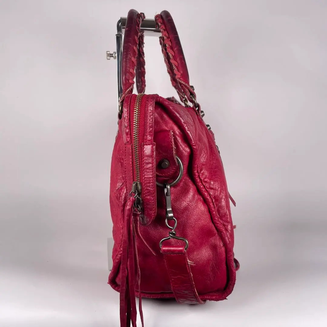 BALENCIAGA The City bag 2way Handbag Red Leather 115748 Y2K