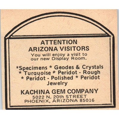 Kachina Gem Company Phoenix Arizona 1971 Magazine Ad AD8-R9